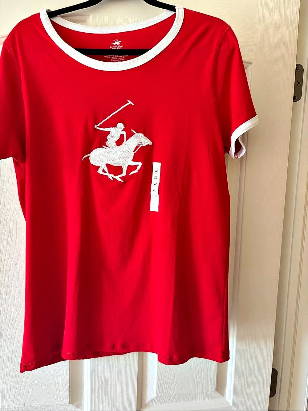 Beverly Hills Polo Club Polo Player Graphic Tee in Red & White Like New